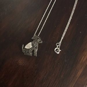 Diamond and Silver Dog Necklace